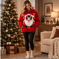Women Halloween Pet Pouch Hoodie, Sherpa Cat Dog Carrier Hoodies, Puppy Holder Carrying Hooded Sweatshirt, Solid & Halloween Print Long Sleeve Big Pocket Oversized Pullover Jumper for Pet Lovers